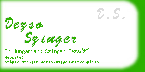 dezso szinger business card